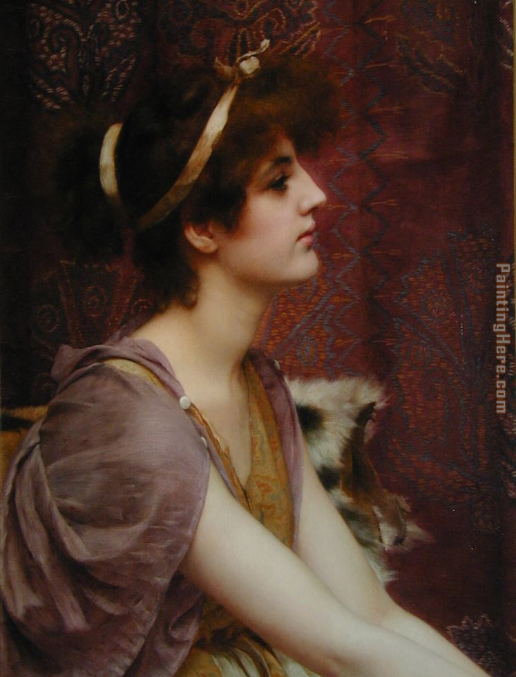 Classical Beauty cropped painting - John William Godward Classical Beauty cropped art painting